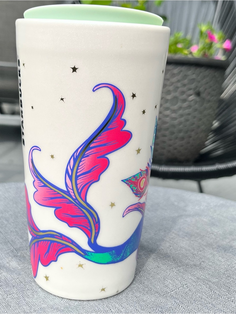 2015 Starbucks Peacock Siren Ceramic Travel Mug 12 oz With Lid *Brand new - Picture 13 of 15